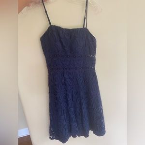Dark Blue Mini Dress with Lace Details Size S